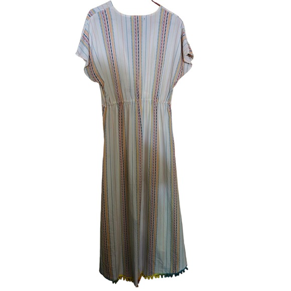 America and Beyond Rainbow Striped Maxi Dress Size Large - Picture 2 of 8
